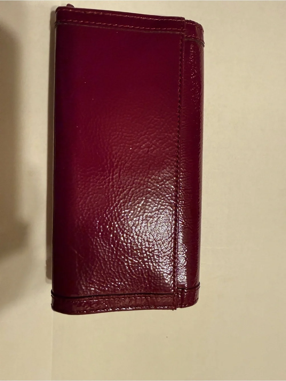 Glossy Plum Leather Clutch Wallet - coach